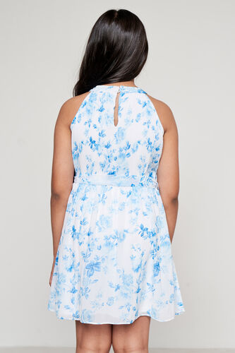 White Floral Flared Dress, White, image 4